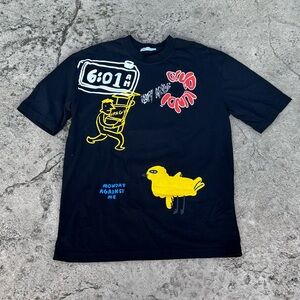 Zara Black T-Shirt with Graphic Accents